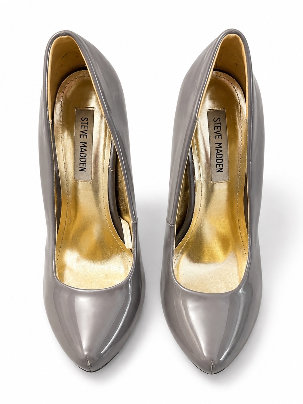 Steve Madden Glossy Taupe Pointed-Toe Pumps
